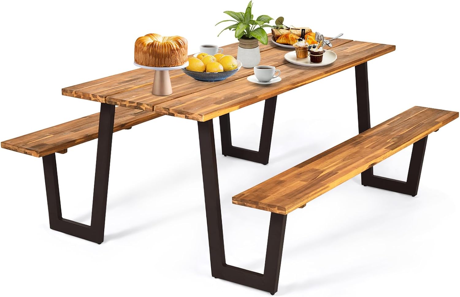 Outdoor Furniture Dining Set - 아카시아 나무 피크닉 테이블 벤치 세트,