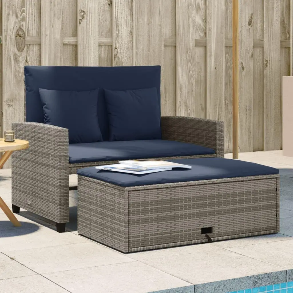 Outdoor Furniture Rattan - 회색 및 네이비 블루 PE 라탄