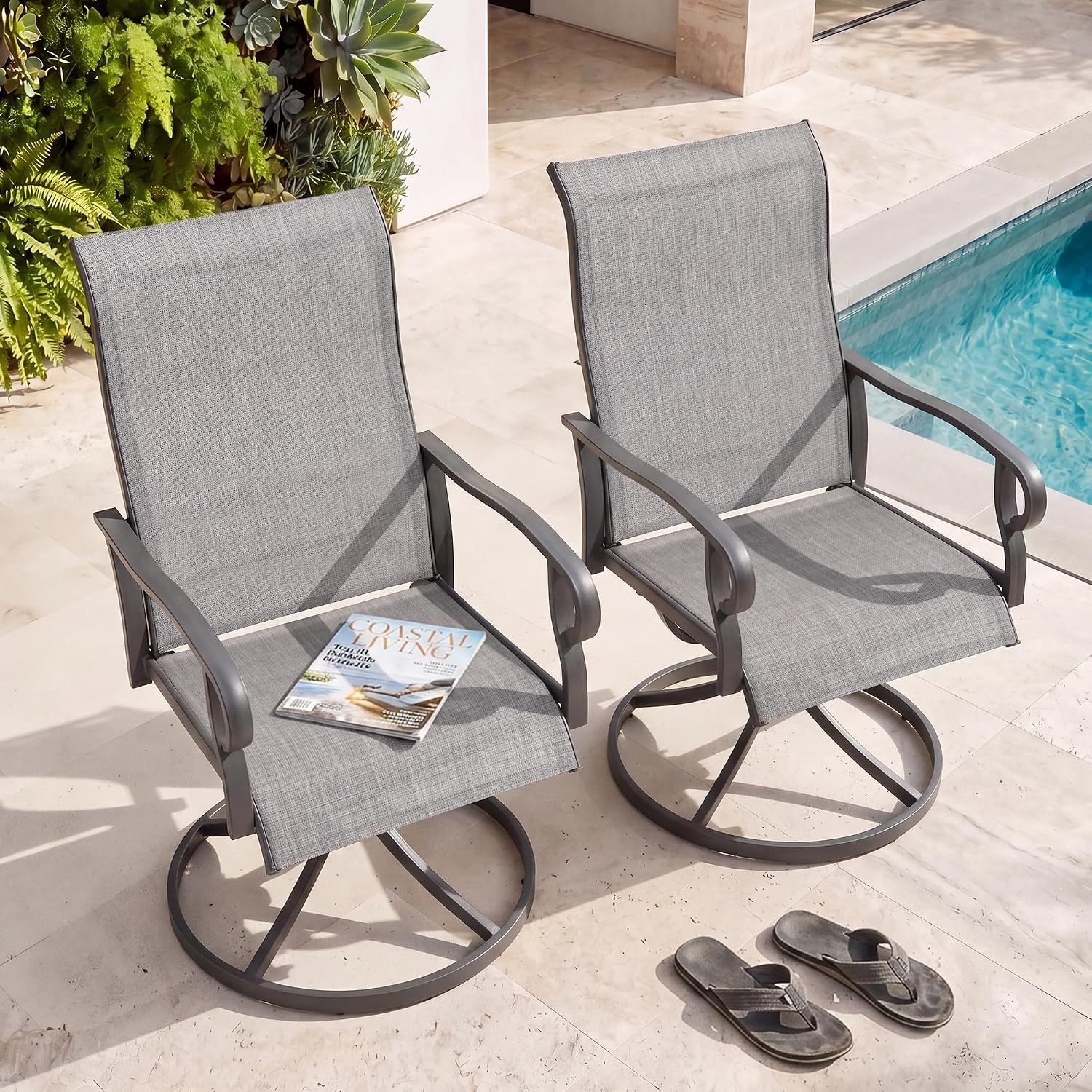 Outdoor Furniture Rocking Chair - 2인용 파티오 회전식 식탁 의자 360