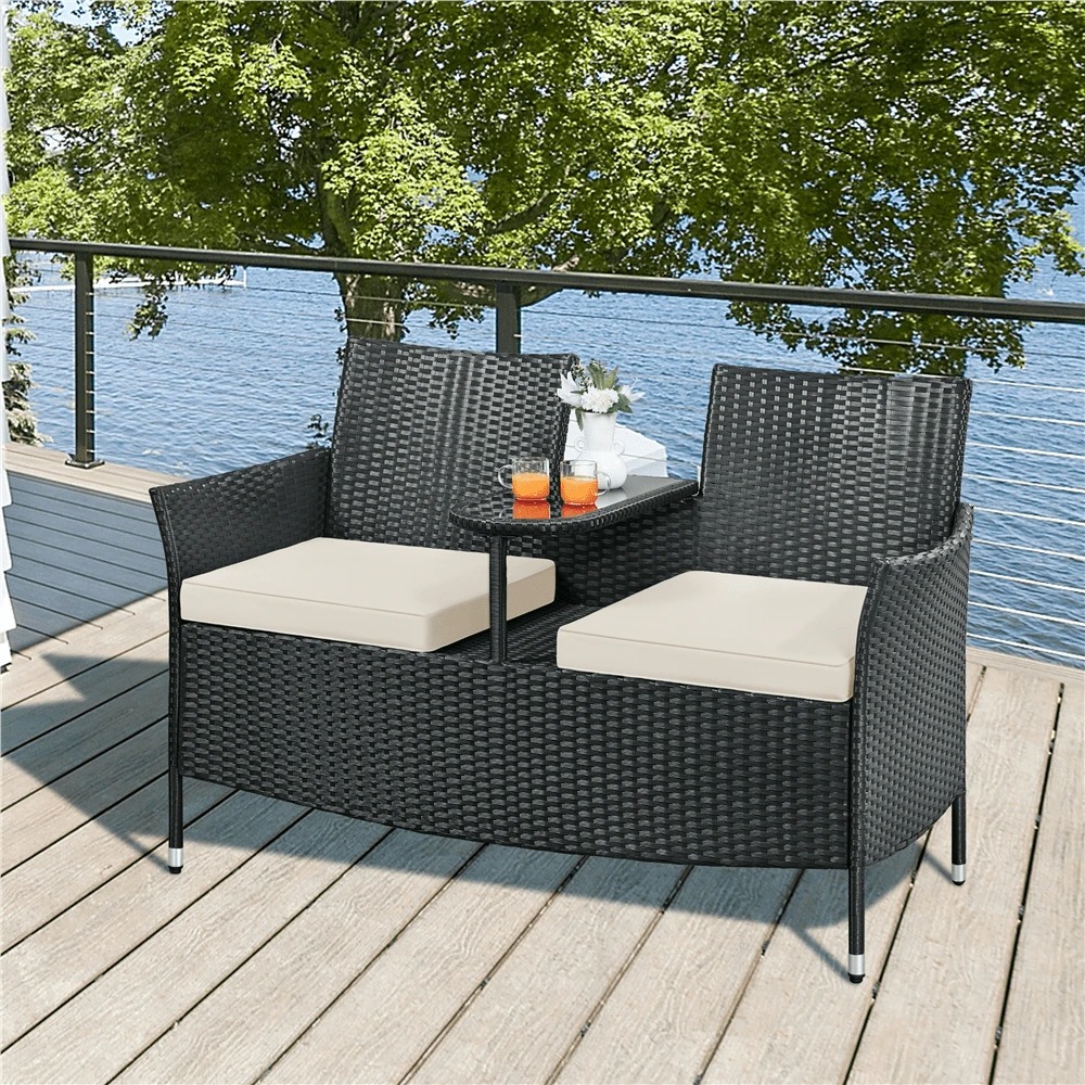 Outdoor Furniture Rattan - 프리미엄 야외용 2인용 의자 세트, PE