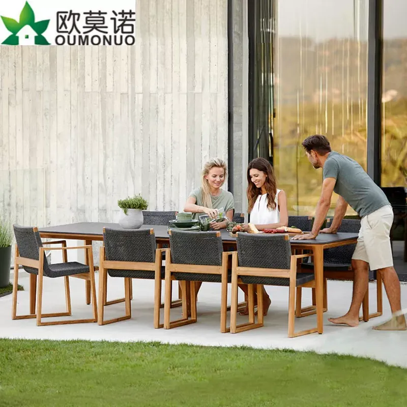 Outdoor Furniture Dining Set - 야외 라탄 티크 다이닝 세트 1