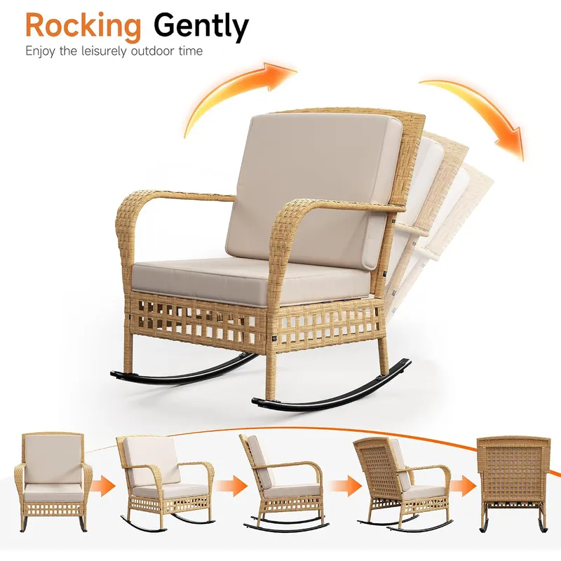 야외용 흔들의자 세트 3피스 위커 파티오 가구 - Outdoor Furniture Rocking Chair 리뷰 및 가격