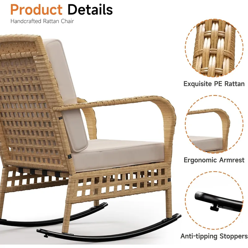 야외용 흔들의자 세트 3피스 위커 파티오 가구 - Outdoor Furniture Rocking Chair 리뷰 및 가격