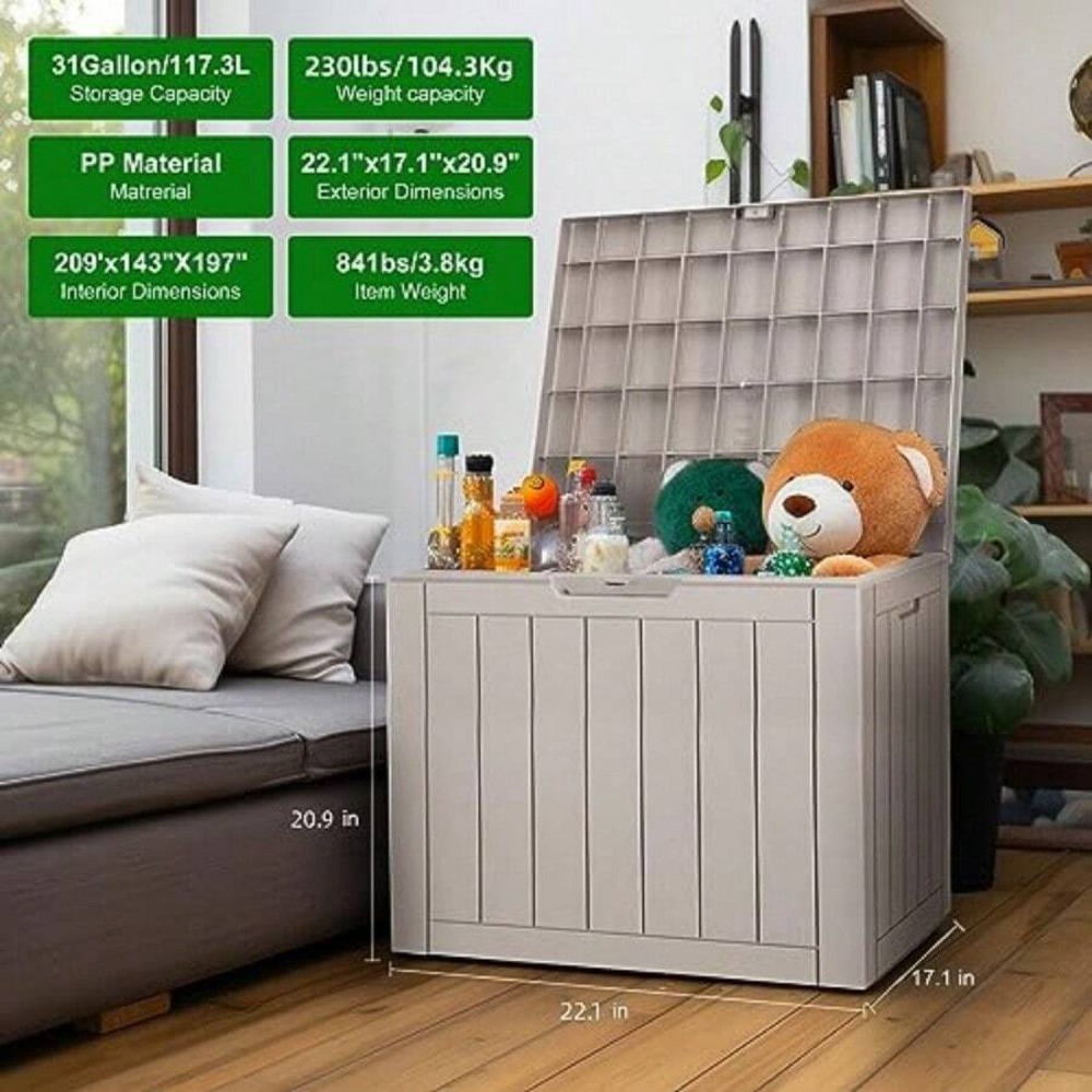 잠금식 레진 데크 박스, 야외용 보관함, 파티오 가구  - Outdoor Furniture Cushion 리뷰 및 가격