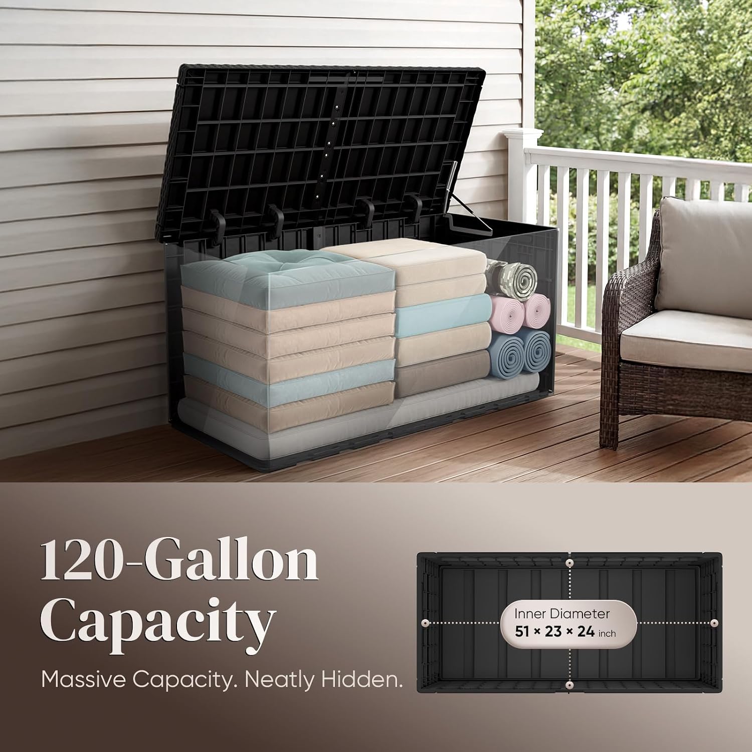 120갤런 대형 야외 보관함, 방수 레진 구조, 잠금  - Outdoor Furniture Cushion 리뷰 및 가격