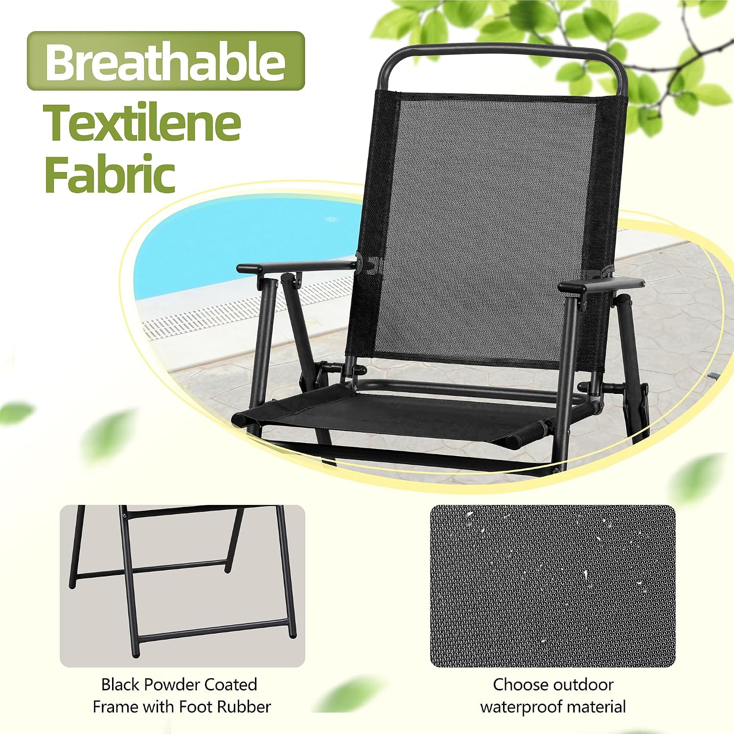 금속 파티오 식탁 세트, 접이식 의자 및 강화 유리 테 - Outdoor Furniture Dining Set 리뷰 및 가격