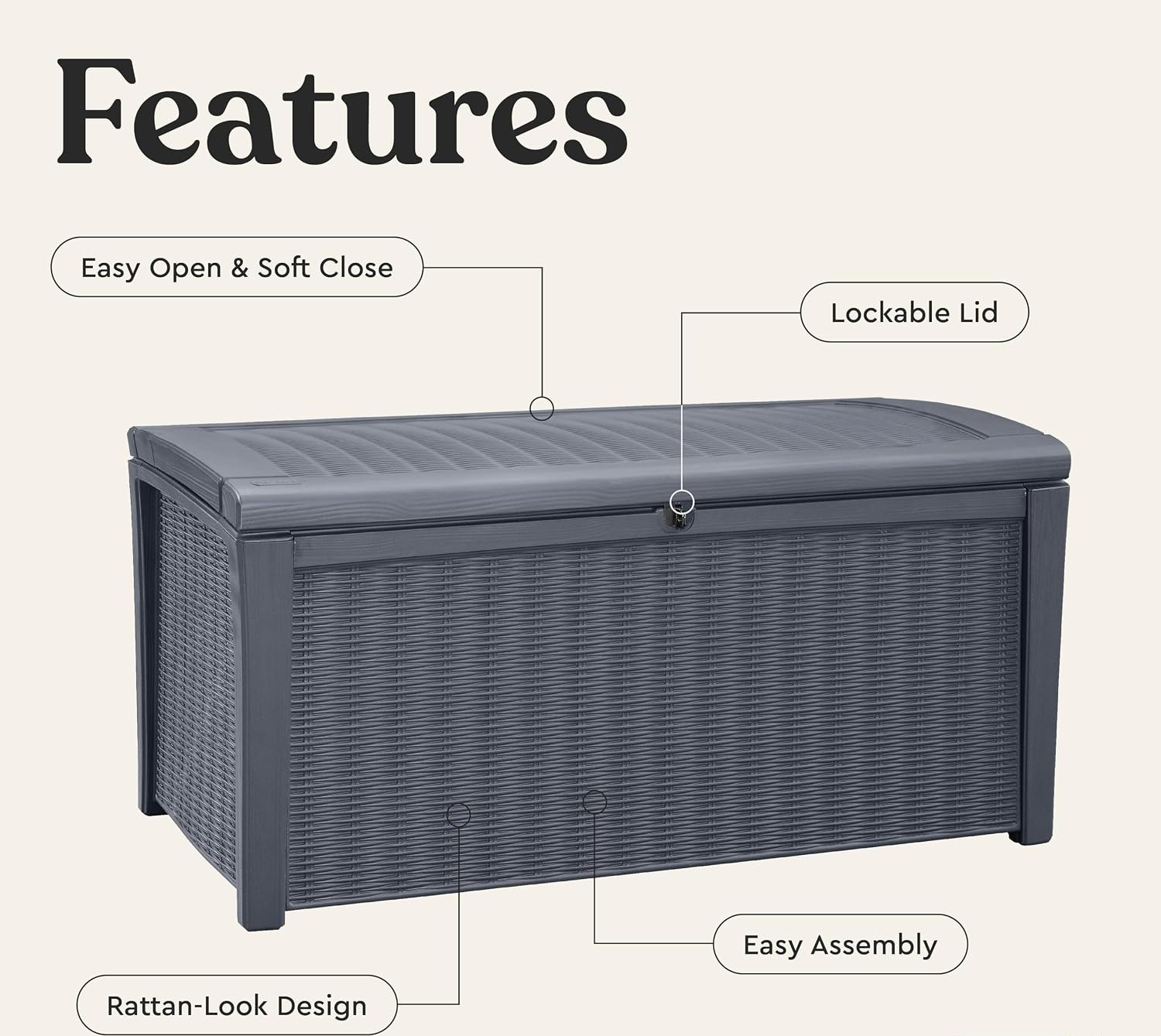 110갤런 야외용 수납 데크 박스, 잠금 가능 방수 레 - Outdoor Furniture Rattan 리뷰 및 가격