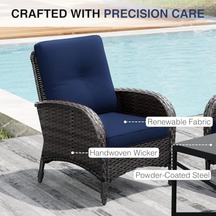 위커 파티오 의자, 3개 세트 라탄 야외 가구, 두꺼운 - Outdoor Furniture Cushion 리뷰 및 가격
