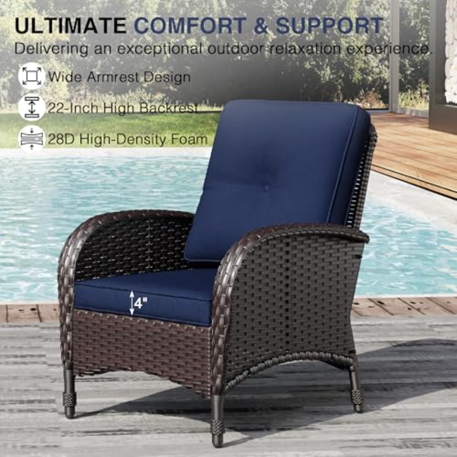 위커 파티오 의자, 3개 세트 라탄 야외 가구, 두꺼운 - Outdoor Furniture Cushion 리뷰 및 가격