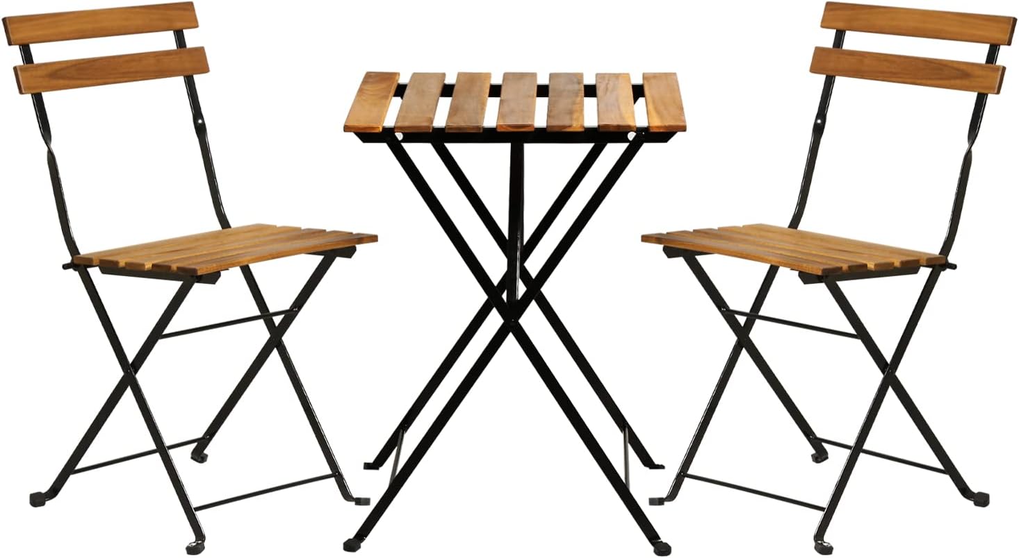 천연 나무 3피스 접이식 파티오 비스트로 세트(테이블  - Outdoor Furniture For Patio 리뷰 및 가격