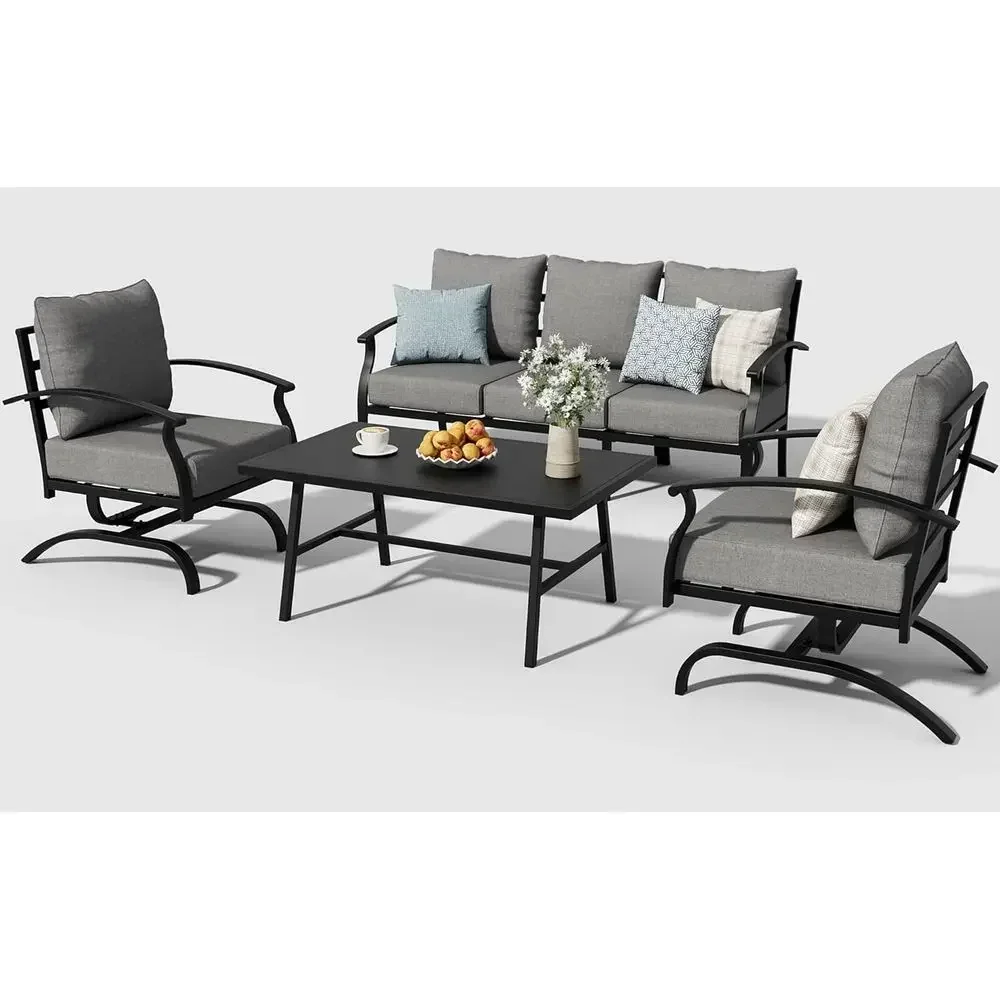 회색 야외용 금속 파티오 가구 세트 (커피 테이블과 흔 - Outdoor Furniture Rocking Chair 리뷰 및 가격