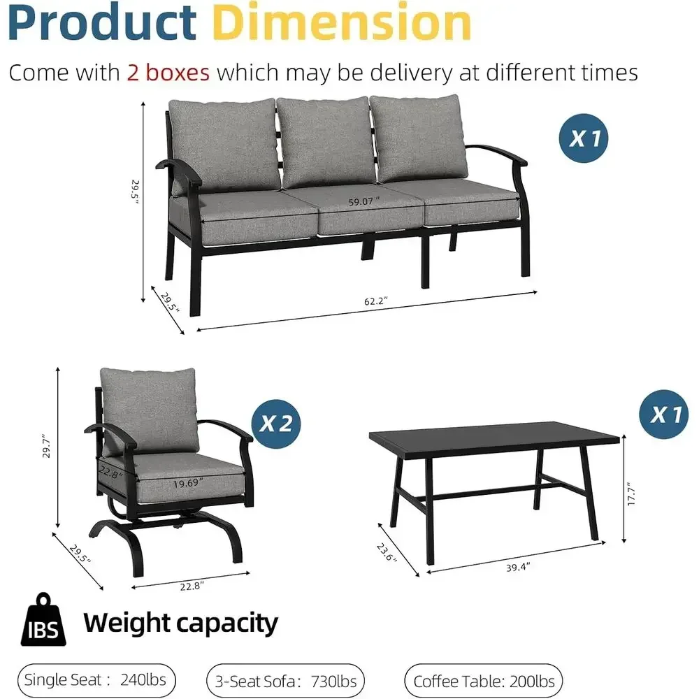 회색 야외용 금속 파티오 가구 세트 (커피 테이블과 흔 - Outdoor Furniture Rocking Chair 리뷰 및 가격