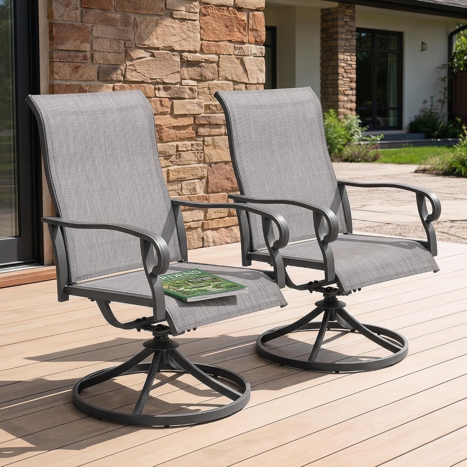 2인용 파티오 회전식 식탁 의자 360 °   회전 & - Outdoor Furniture Rocking Chair 리뷰 및 가격