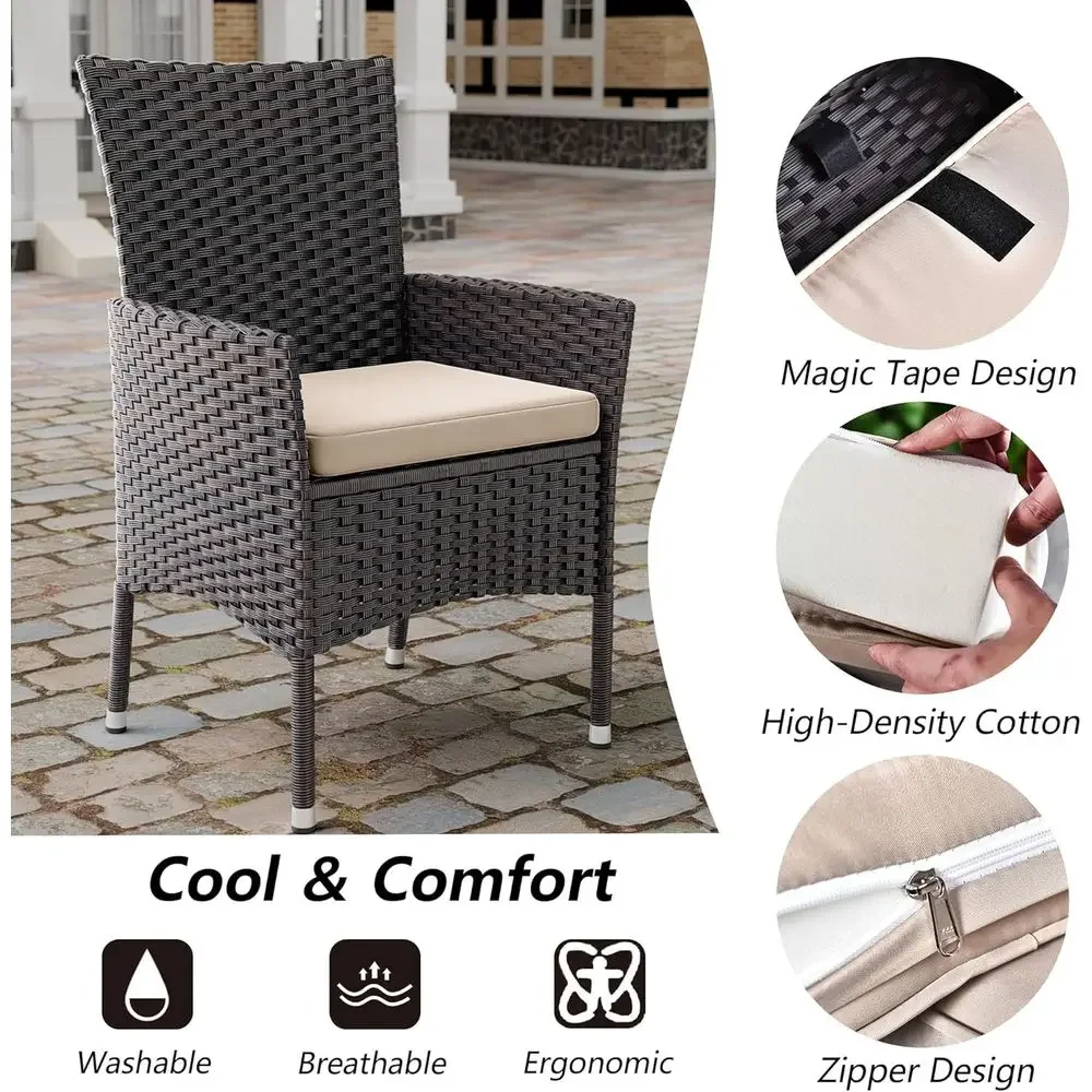 라탄 가구, 사각 유리 테이블, 쿠션 의자 12개, 우 - Outdoor Furniture Dining Set 리뷰 및 가격