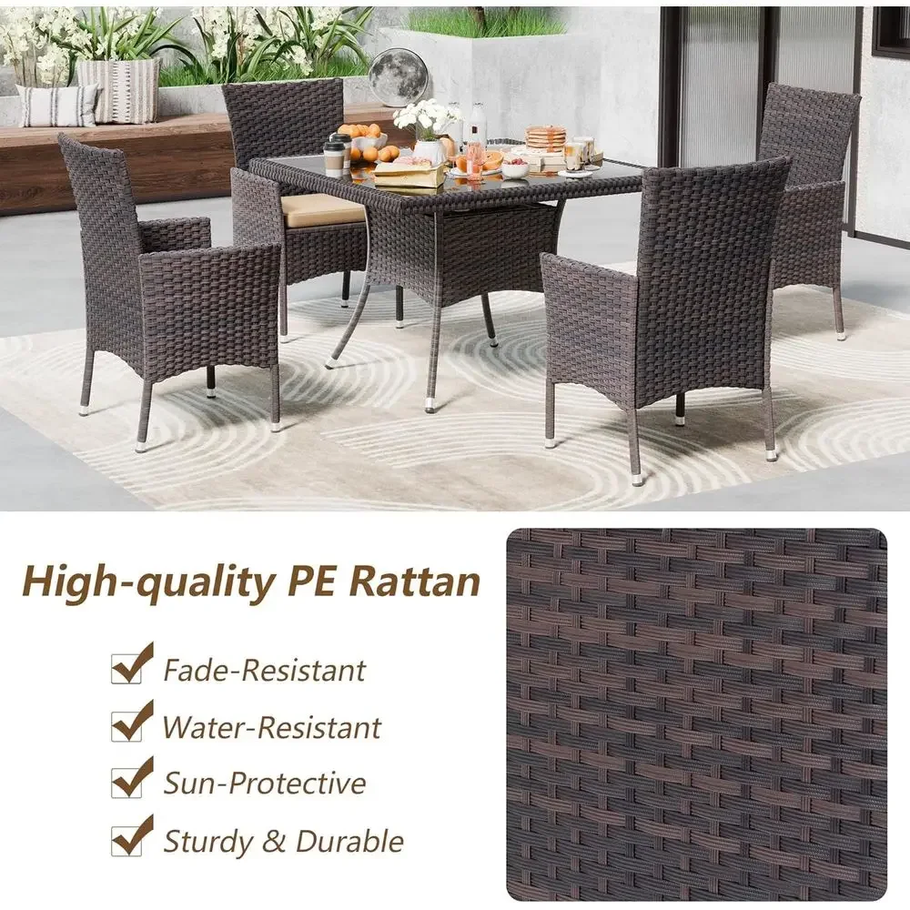 라탄 가구, 사각 유리 테이블, 쿠션 의자 12개, 우 - Outdoor Furniture Dining Set 리뷰 및 가격