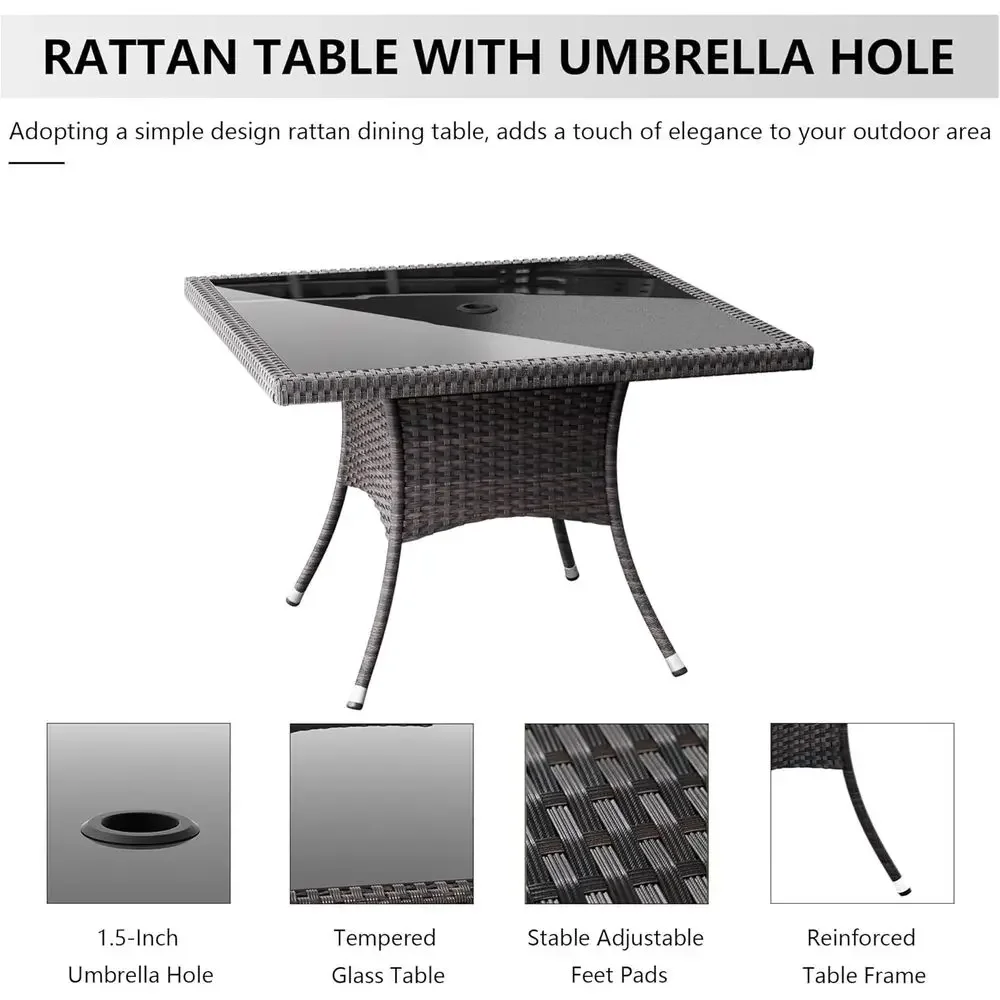 라탄 가구, 사각 유리 테이블, 쿠션 의자 12개, 우 - Outdoor Furniture Dining Set 리뷰 및 가격