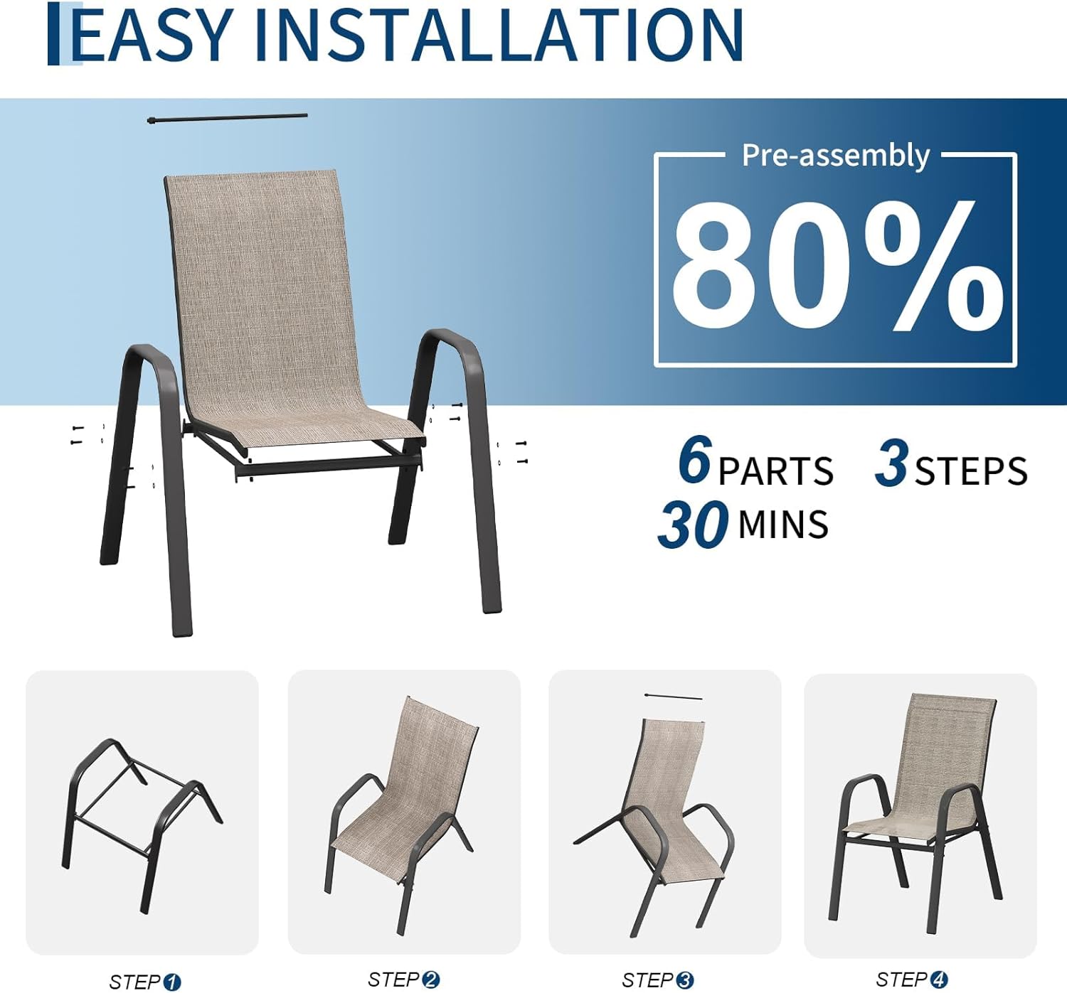 파티오 식사용 의자 4개 세트, 팔걸이가 있는 쌓을 수 - Outdoor Furniture Dining Set 리뷰 및 가격
